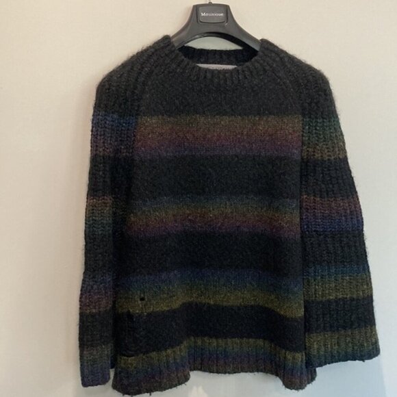 RAQUEL ALLEGRA SWEATER RAINBOW STRIPED ALPACA KNIT PULLOVER​​​​​​​ - Picture 13 of 15